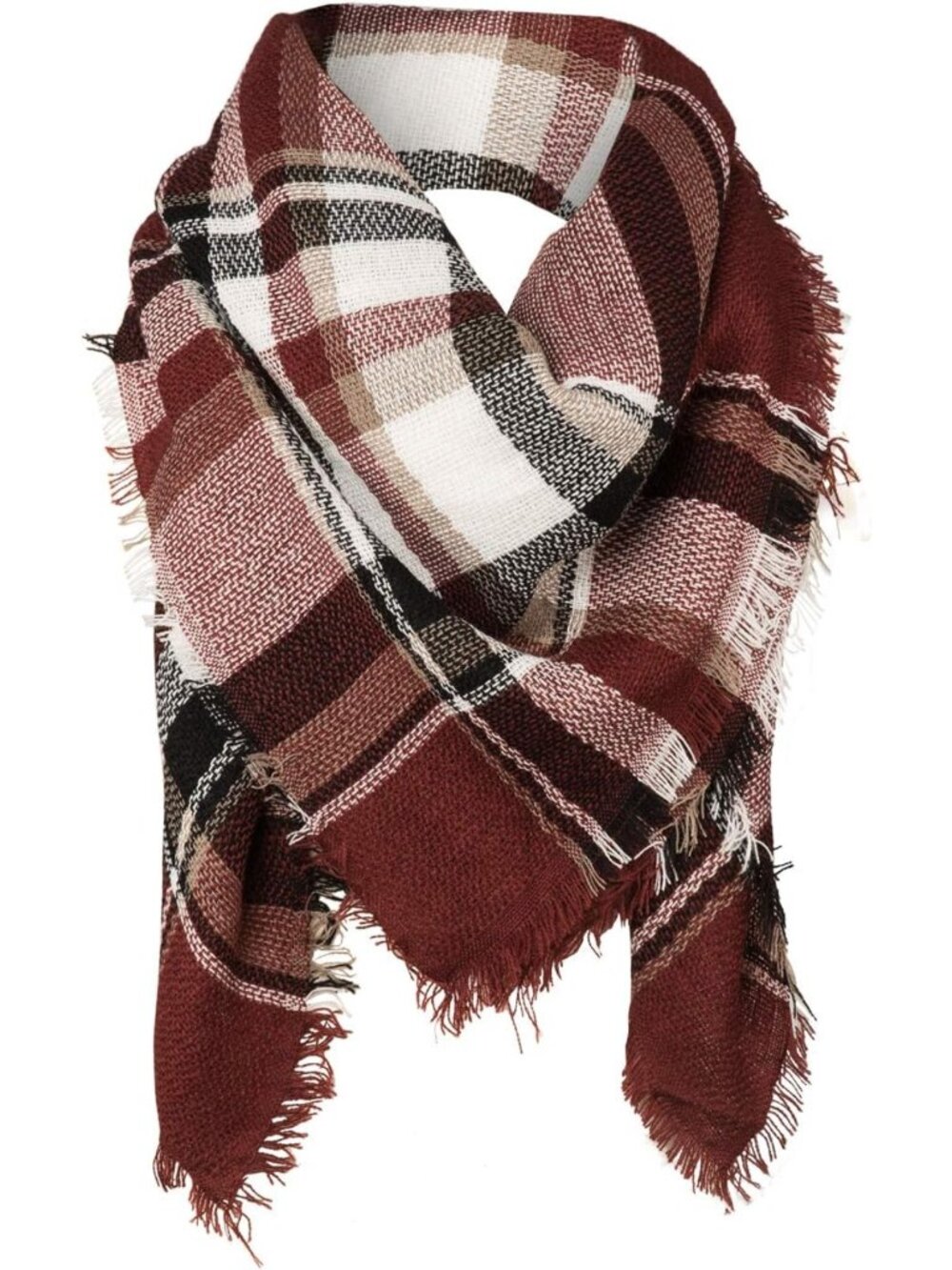 Cozy Elegant Color Block Plaid Shawl Blanket Scarf - Warm Stylish Accessory